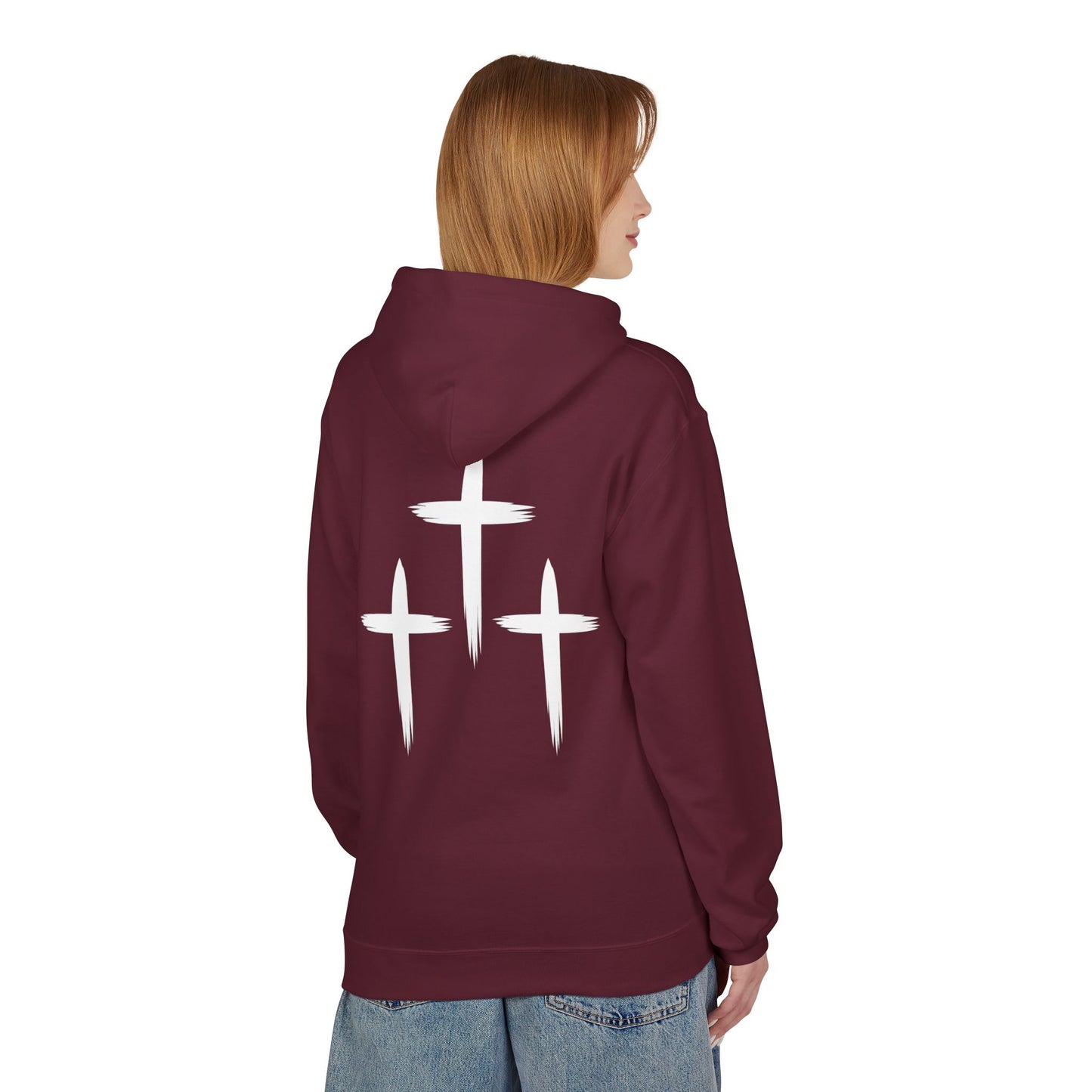 Faith-Inspired Unisex Fleece Hoodie with Cross Design | Cozy Religious Apparel | Perfect for Church, Gifts, Casual Wear