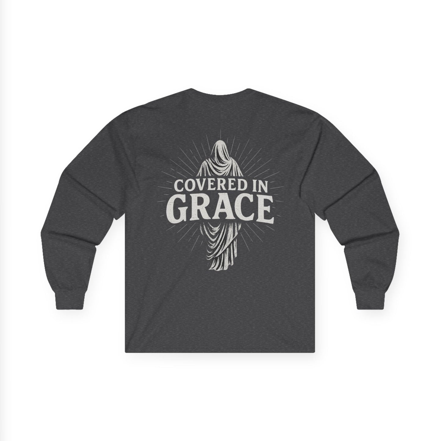Unisex Long Sleeve Tee, Covered in Grace Shirt, Inspirational Tee for Faith, Gift for Believers, Perfect for Every Day