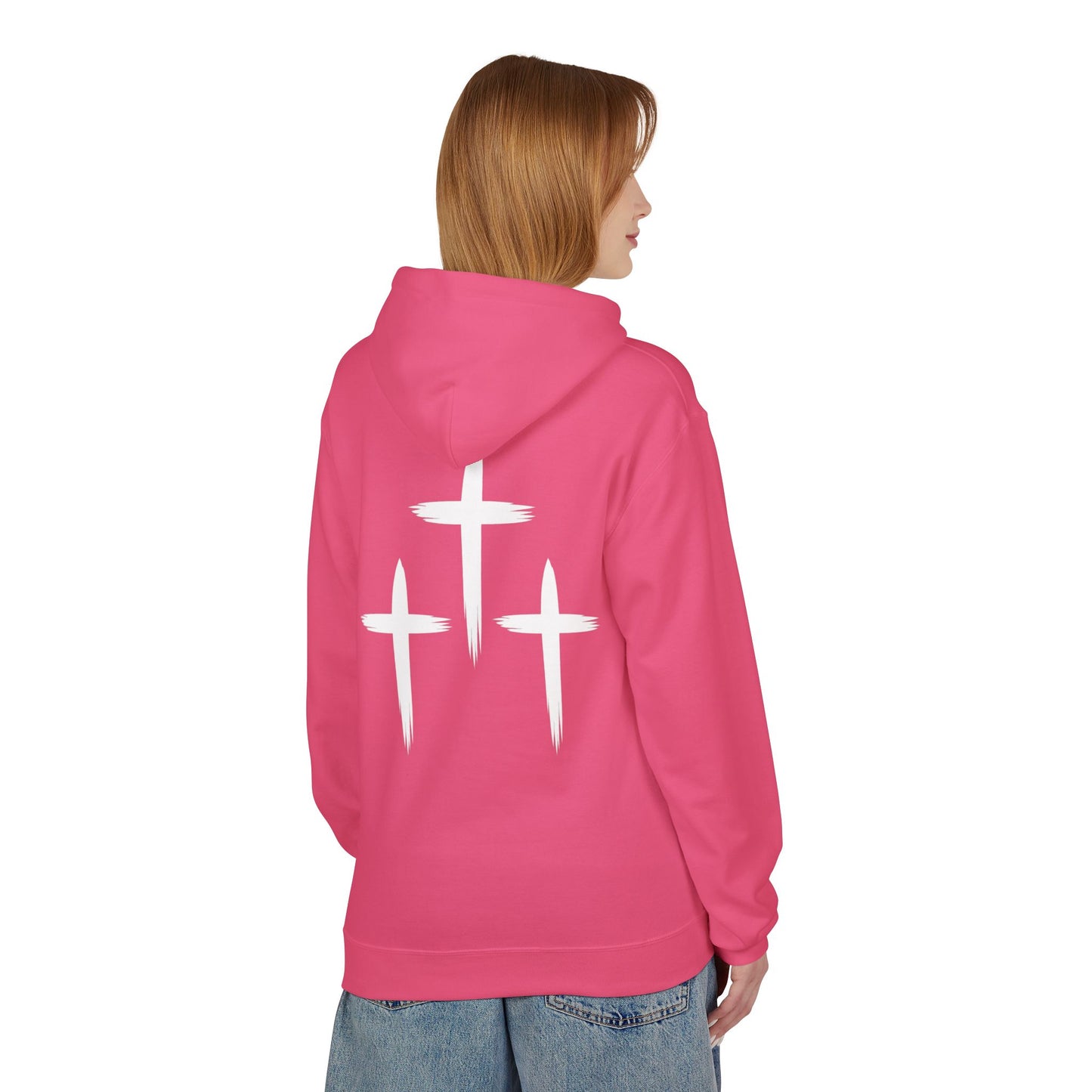 Faith-Inspired Unisex Fleece Hoodie with Cross Design | Cozy Religious Apparel | Perfect for Church, Gifts, Casual Wear