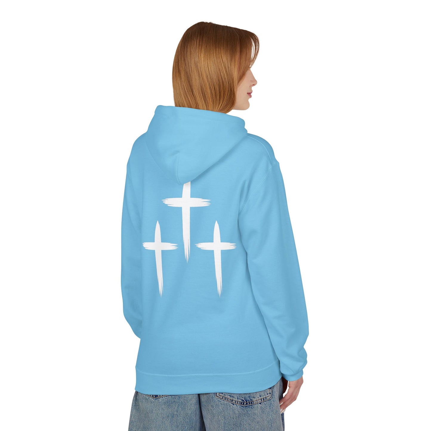 Faith-Inspired Unisex Fleece Hoodie with Cross Design | Cozy Religious Apparel | Perfect for Church, Gifts, Casual Wear