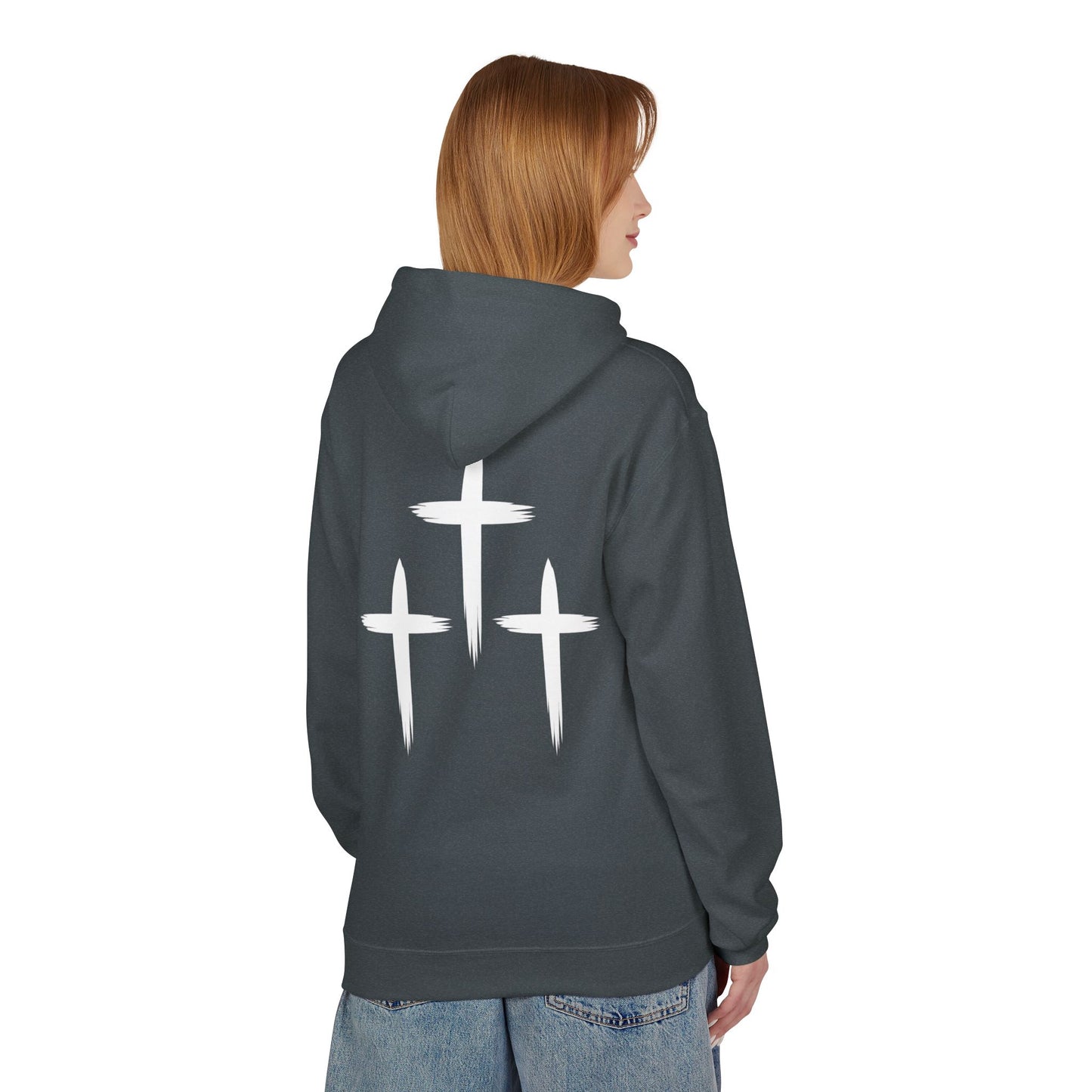 Faith-Inspired Unisex Fleece Hoodie with Cross Design | Cozy Religious Apparel | Perfect for Church, Gifts, Casual Wear