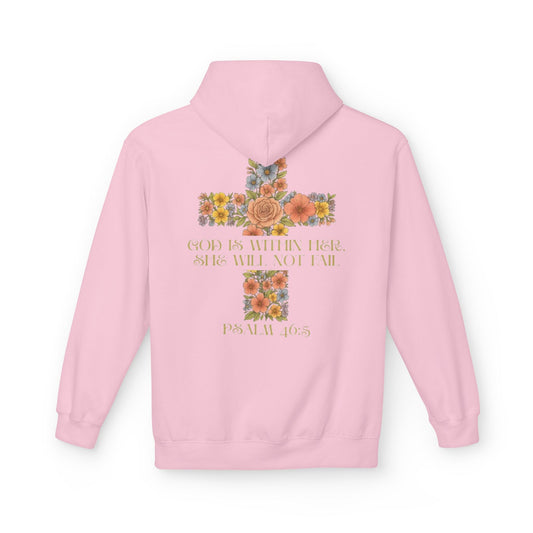 Inspirational Floral Cross Hoodie - Cozy Fleece, Gift for Faith, Christian Apparel, Bible Verse Clothing, Spring Outfit