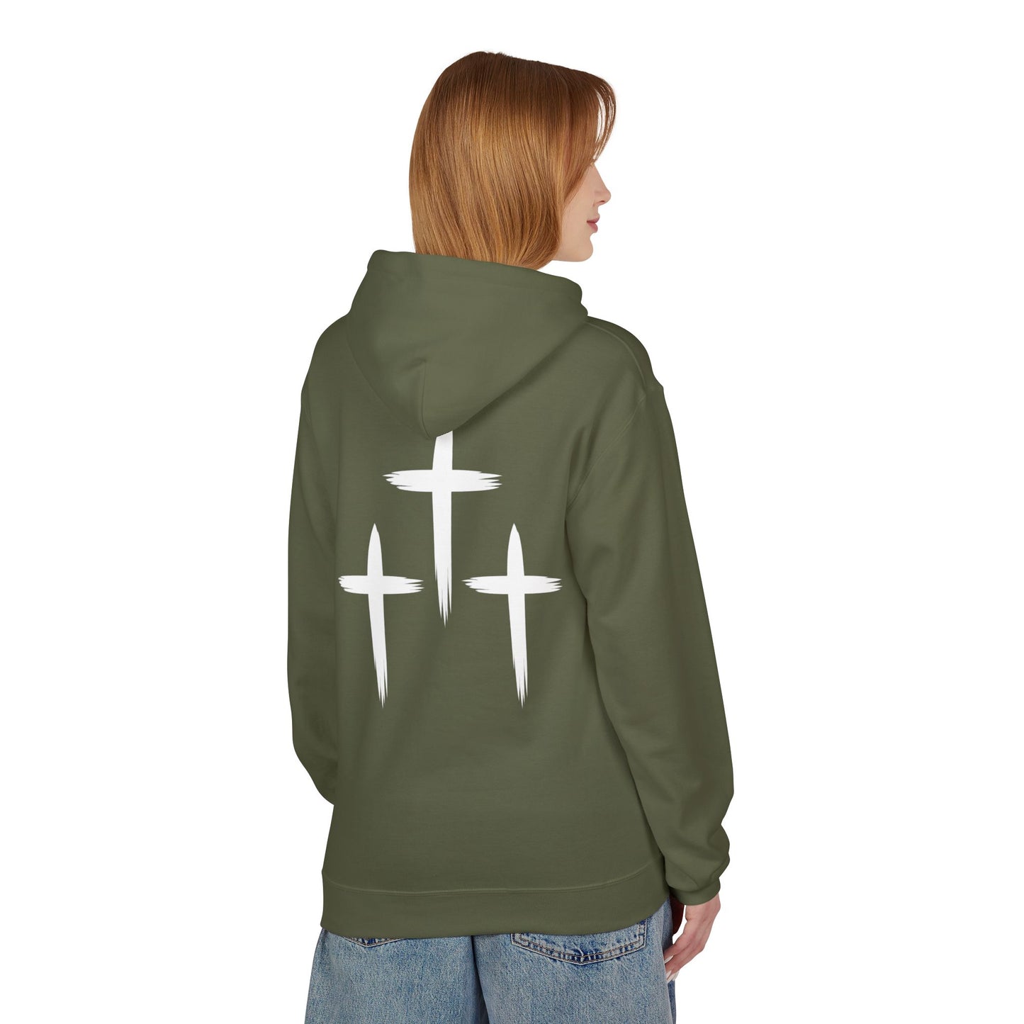 Faith-Inspired Unisex Fleece Hoodie with Cross Design | Cozy Religious Apparel | Perfect for Church, Gifts, Casual Wear