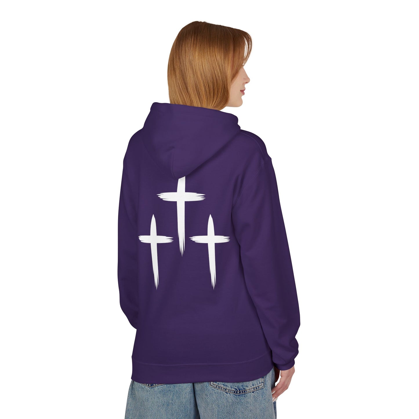 Faith-Inspired Unisex Fleece Hoodie with Cross Design | Cozy Religious Apparel | Perfect for Church, Gifts, Casual Wear