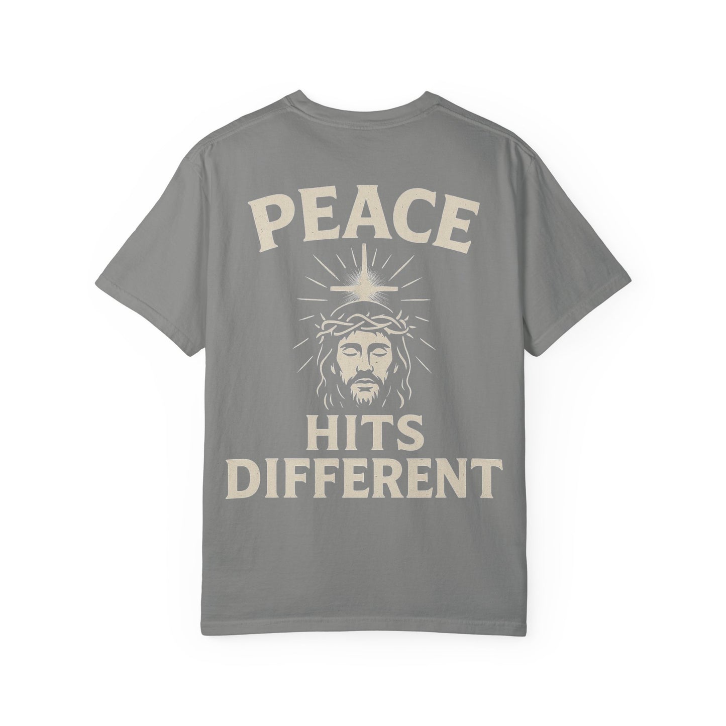 Peace Hits Different Unisex Garment-Dyed T-Shirt, Inspirational Tee, Casual Wear, Religious Gift, Everyday Comfort