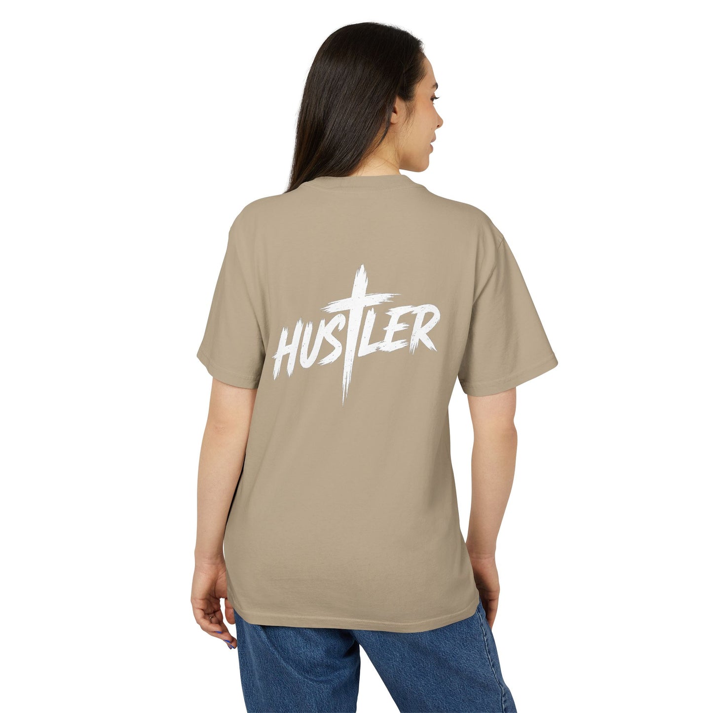 Unisex Heavy Faded Tee with 'HUSTLER' Design, Vintage T-Shirt, Relaxed Style Shirt, Casual Streetwear, Gift for Hustlers