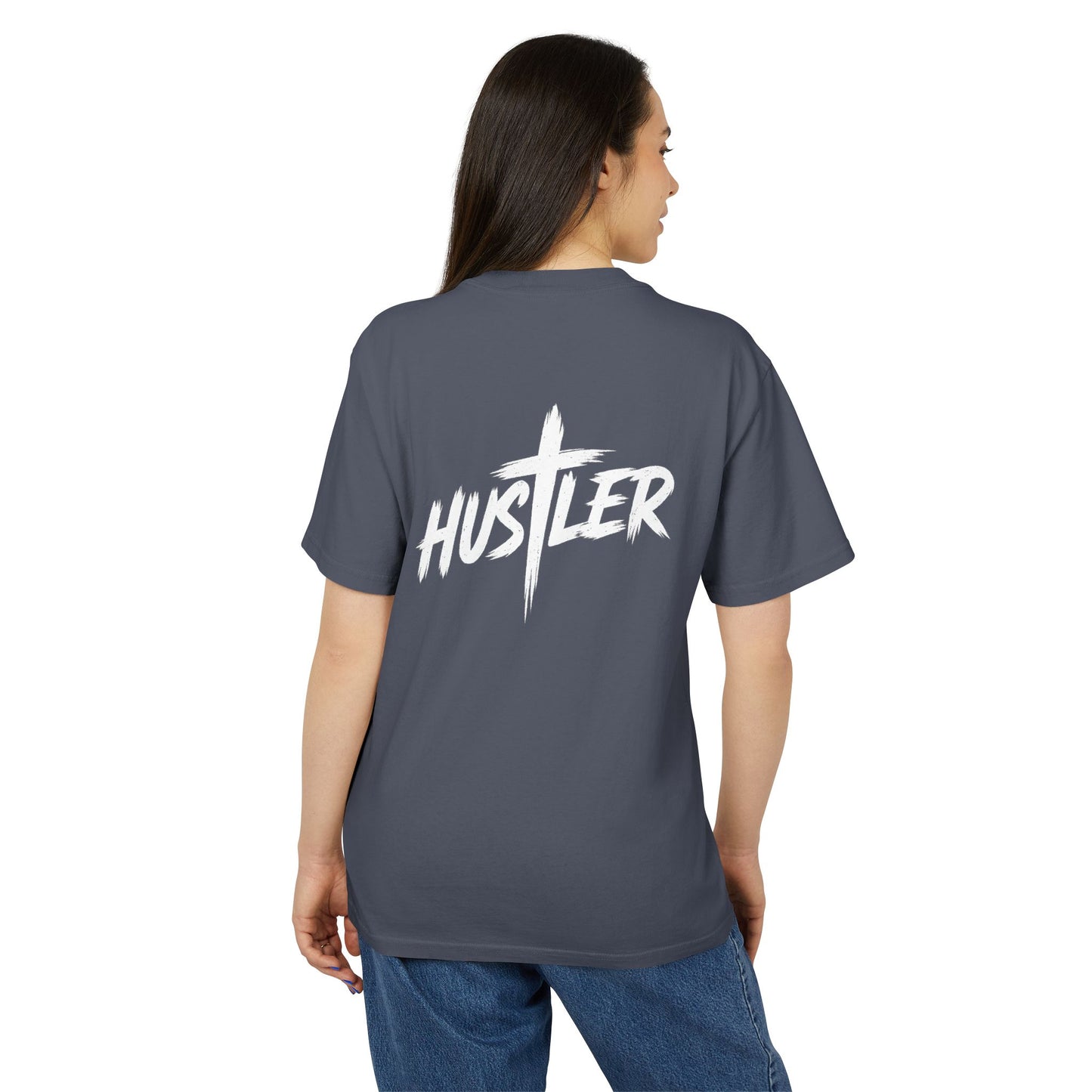 Unisex Heavy Faded Tee with 'HUSTLER' Design, Vintage T-Shirt, Relaxed Style Shirt, Casual Streetwear, Gift for Hustlers