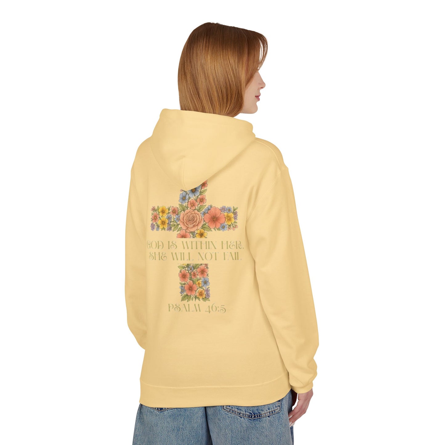 Inspirational Floral Cross Hoodie - Cozy Fleece, Gift for Faith, Christian Apparel, Bible Verse Clothing, Spring Outfit