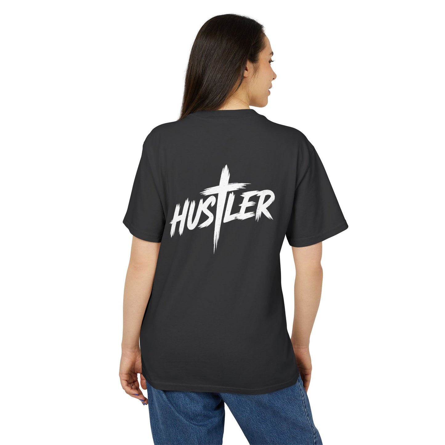 Unisex Heavy Faded Tee with 'HUSTLER' Design, Vintage T-Shirt, Relaxed Style Shirt, Casual Streetwear, Gift for Hustlers