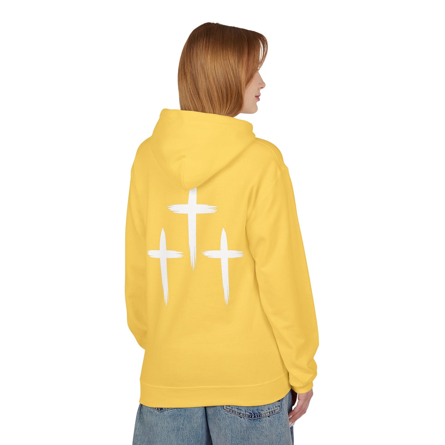 Faith-Inspired Unisex Fleece Hoodie with Cross Design | Cozy Religious Apparel | Perfect for Church, Gifts, Casual Wear