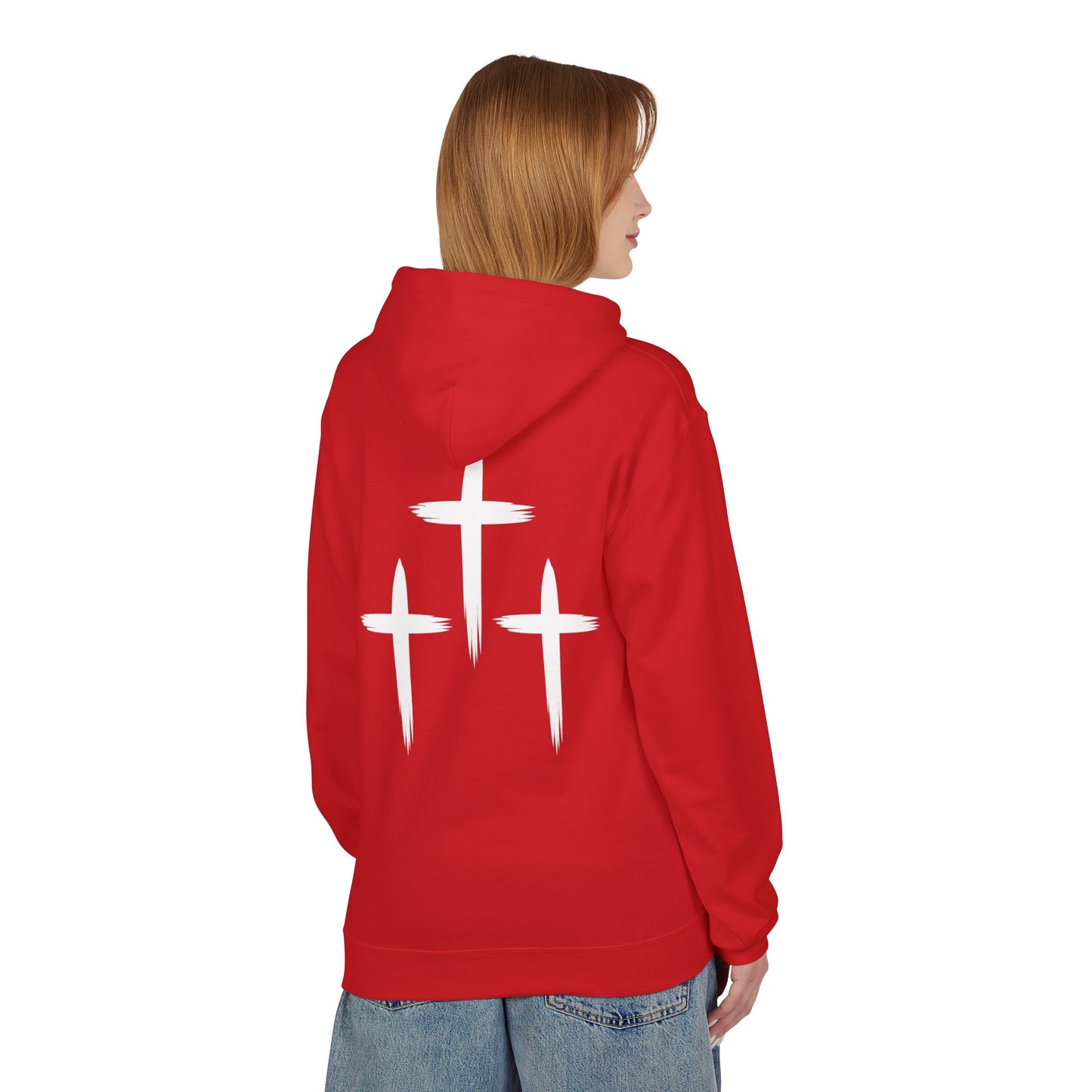 Faith-Inspired Unisex Fleece Hoodie with Cross Design | Cozy Religious Apparel | Perfect for Church, Gifts, Casual Wear