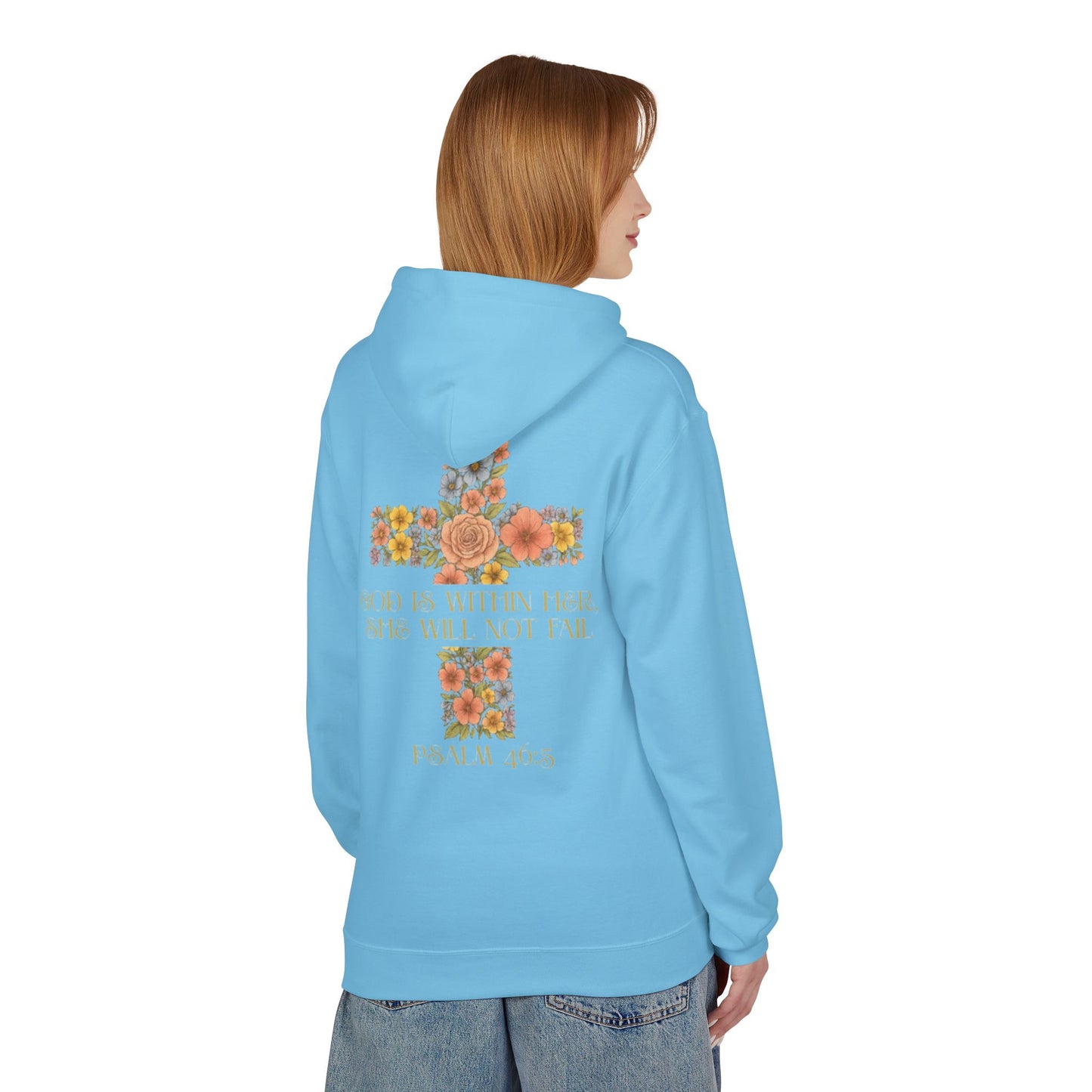 Inspirational Floral Cross Hoodie - Cozy Fleece, Gift for Faith, Christian Apparel, Bible Verse Clothing, Spring Outfit