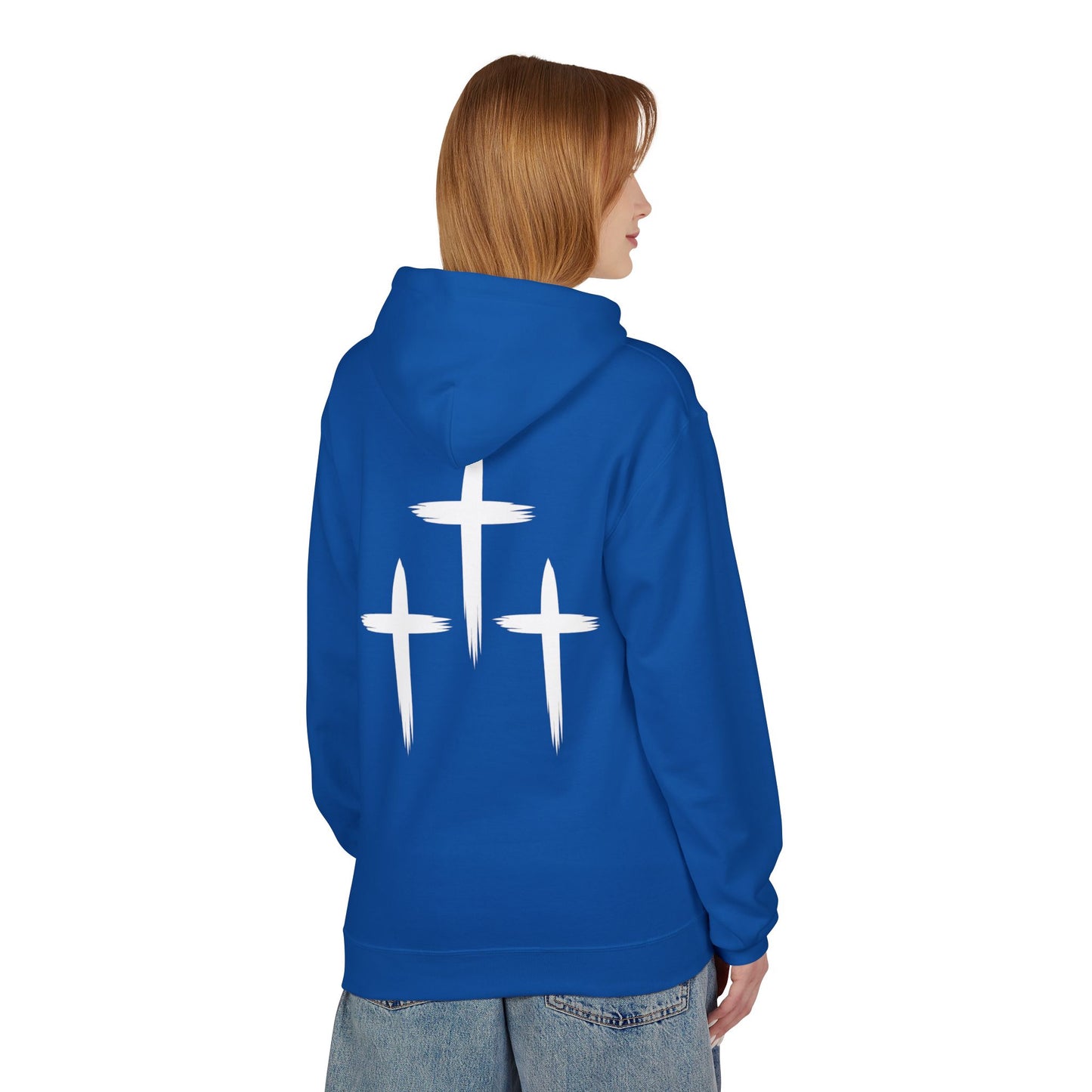 Faith-Inspired Unisex Fleece Hoodie with Cross Design | Cozy Religious Apparel | Perfect for Church, Gifts, Casual Wear