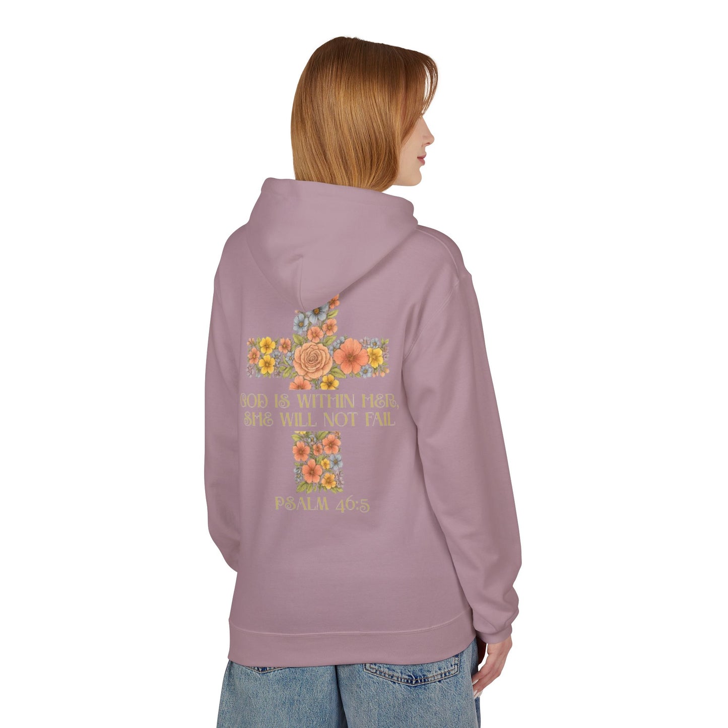 Inspirational Floral Cross Hoodie - Cozy Fleece, Gift for Faith, Christian Apparel, Bible Verse Clothing, Spring Outfit