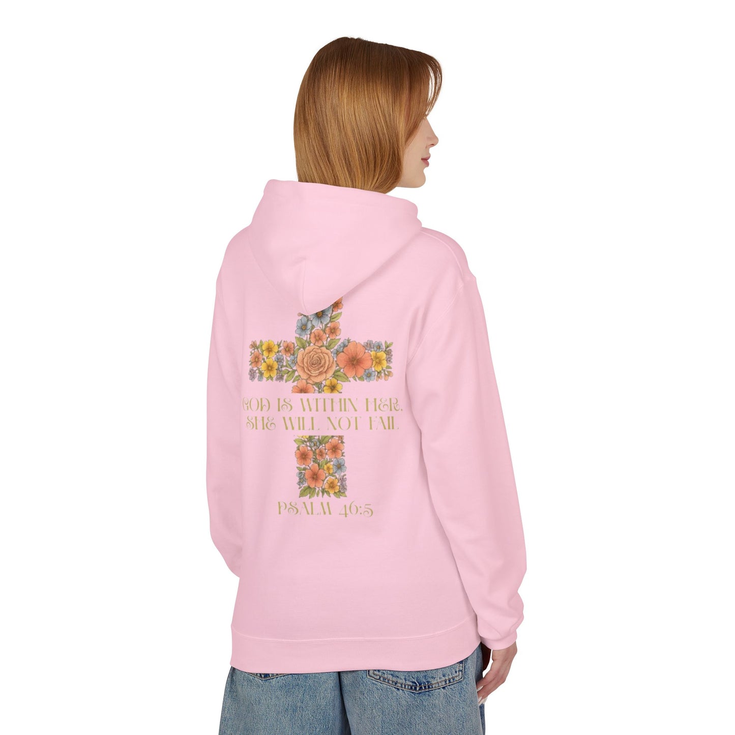 Inspirational Floral Cross Hoodie - Cozy Fleece, Gift for Faith, Christian Apparel, Bible Verse Clothing, Spring Outfit