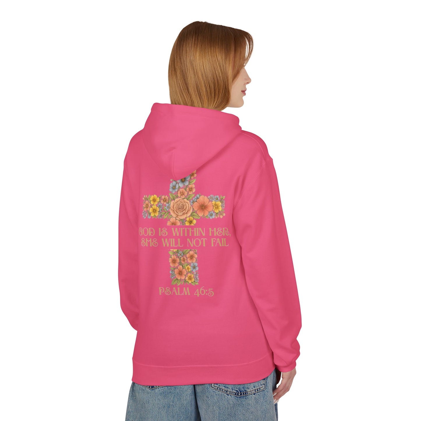 Inspirational Floral Cross Hoodie - Cozy Fleece, Gift for Faith, Christian Apparel, Bible Verse Clothing, Spring Outfit